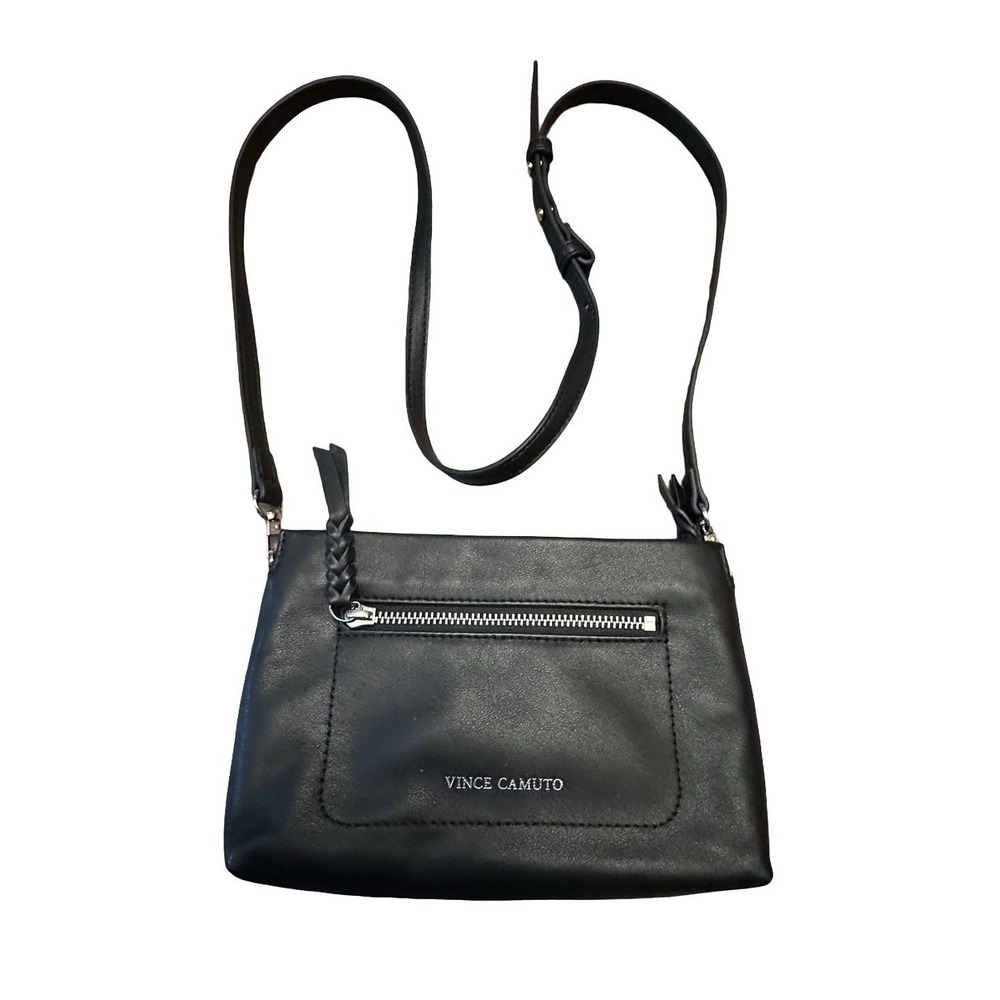 Vince Camuto Black Crossbody Bag Small Pebbled leather Classic Festival Travel - Picture 3 of 7